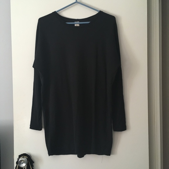 HOI BO Black Stretch Bamboo Cotton Pullover Mini Dress Tee S - Picture 1 of 5